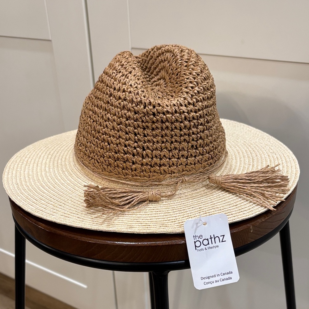 Women's Tan and Cream Straw Hat